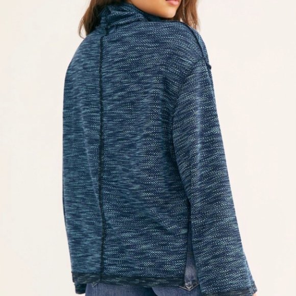 Free People Sunny Days Blue Turtleneck Top Size XS NWT - Picture 3 of 16